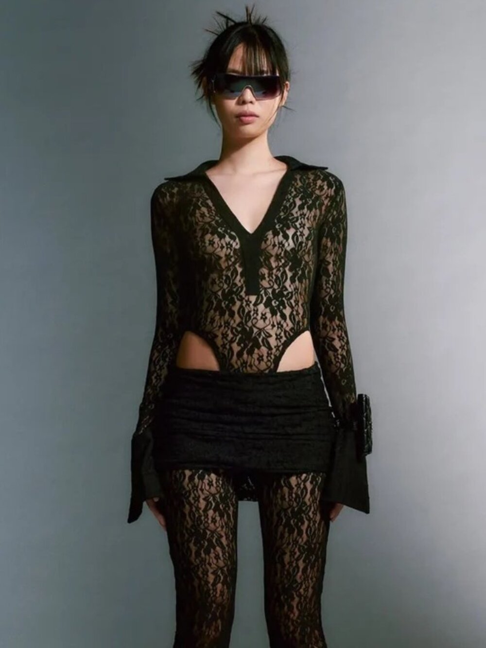 I AM GIA Kyleah Lace Bodysuit Black